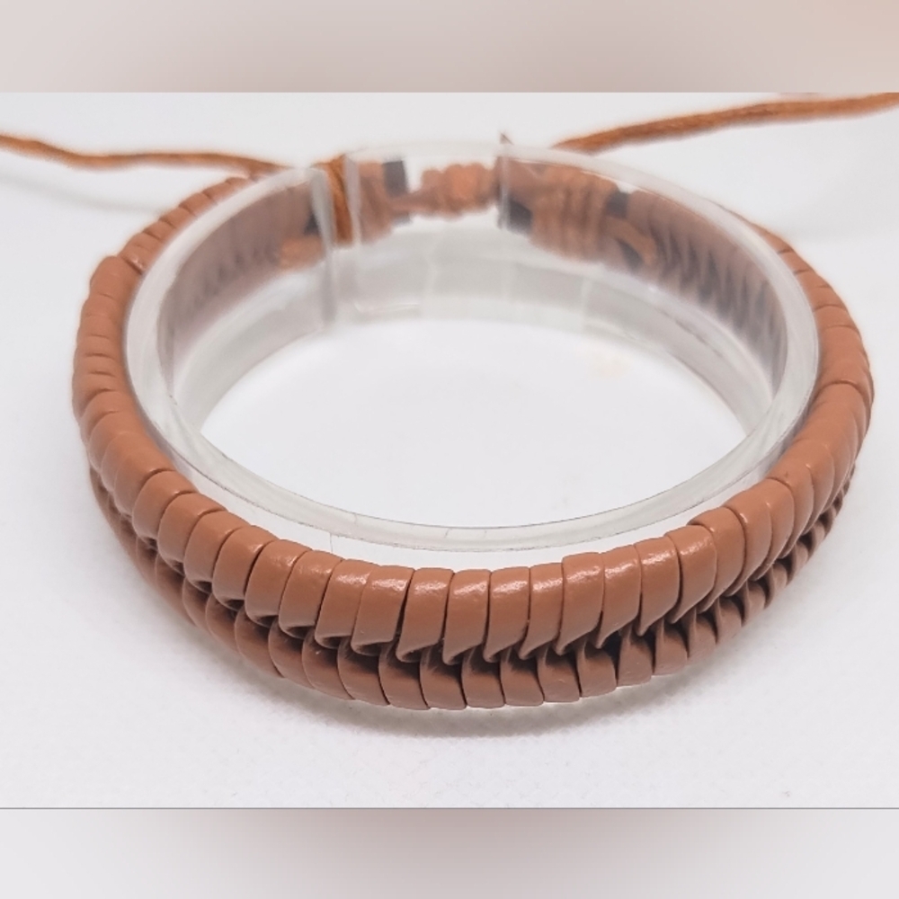 Men's‎ Bracelet Leather Woven Brown New f33